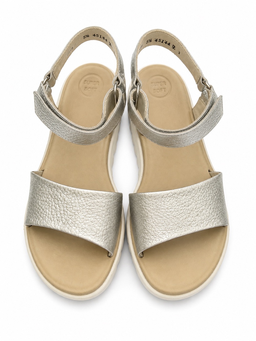 Paul Green $375 Metallic Silver Leather Slingback Sandals